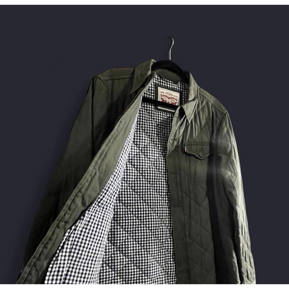 Levi Strauss & Co. Men's M Green Quilted Full Zip Button Front Field Jacket Coat